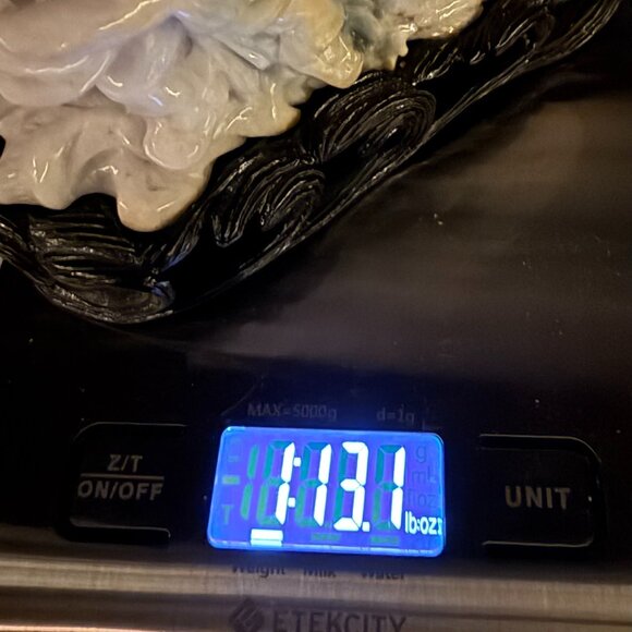 Jadeite Carving of "Two Immortals" Hehe Erxian on a carved wood base Antique - Picture 13 of 13